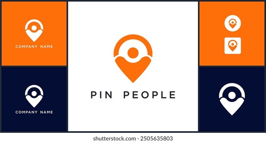 Vector of pin people logo dan icon design template, can be used in various media easily, editable