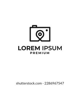 Vector pin photo camera logo design concept illustration idea