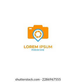 Vector pin photo camera logo design concept illustration idea