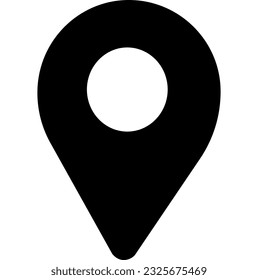 Icono de punto de anclaje del vector con ubicación de mapa negro en fondo blanco