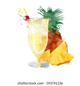 Vector Pina Colada cocktail