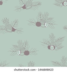 Vector Pina Colada Compositions in Retro Colors seamless pattern background. Perfect for fabric, wallpaper and scrapbooking projects.