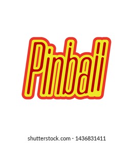 Vector pinball game illustration sign . Isolated phrase vintage 