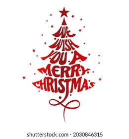 Vector del Árbol de Navidad de Pino, Afiche tipográfico de Feliz Navidad. Vector EPS 10.