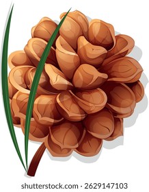  Vector pine cones on white backgound.