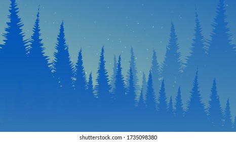 Vector Pine Forest,landscape background,foggy and mist concept design.