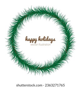 Vector pine frame, border of spruce, pine Christmas branches