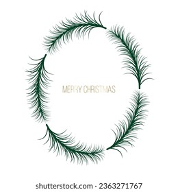 Vector pine frame, border of spruce, pine Christmas branches