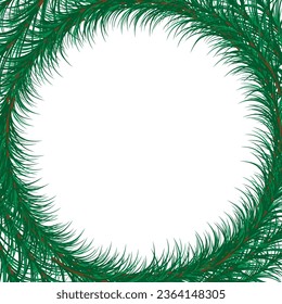 Vector pine frame, border of spruce, pine Christmas branches