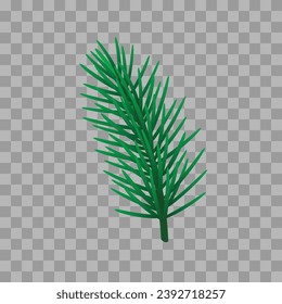 Vector pine tree branch fir twigs with green needles