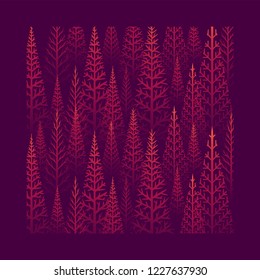 Vector pine tree forest illustration. Abstract vector pattern. 