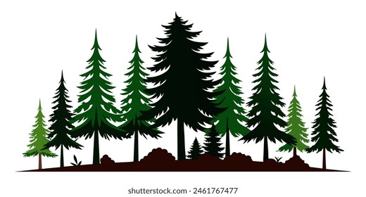 Vector Pine Tree Forest Silhouette