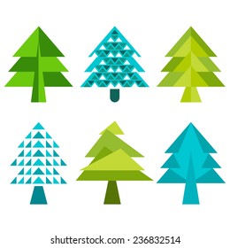Vector pine tree icons for Christmas