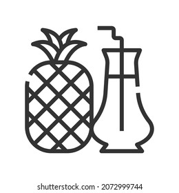 Vector pineaple juice outline icon, food and drink related 4000x4000 Pixel, whitebackground