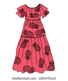 vector pineapple beautiful dress summer
contourdress hand drawing
