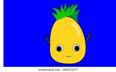 Vector pineapple with blue background