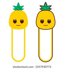 Vector Pineapple Bookmark Flat Design Illustration