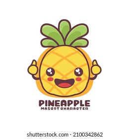 vector pineapple cartoon mascot, suitable for, logos, prints, stickers, etc, isolated on a white background.