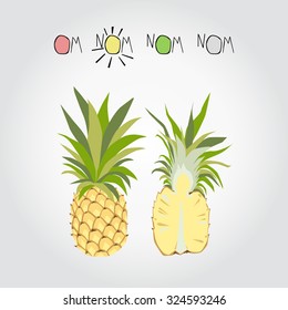 Vector pineapple. Flat design