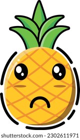 Vector pineapple in the form of a cute emoticon.