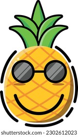 Ananas in Form eines süßen Emotikums.