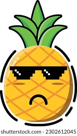 Vector pineapple in the form of a cute emoticon.