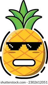 Ananas in Form eines süßen Emotikums.