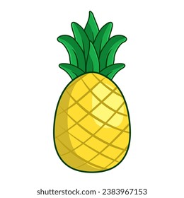 Vector pineapple fruit cartoon icon illustration. Food fruit icon concept isolated