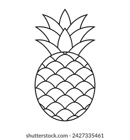 Vector pineapple fruit isolated coloring page for kids