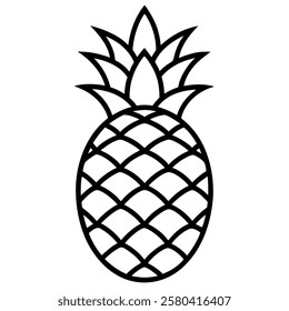 Vector pineapple fruit on white background.