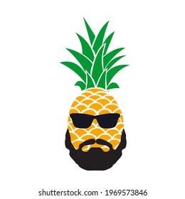 Vector. Pineapple with glasses. Hipster with glasses