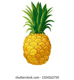 Piña vectorial. Ilustración piña fruta fresca tropical en estilo caricaturista