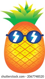 Vector pineapple on the beach, can be used as a decorative element, to print a t-shirt or personalize any object.