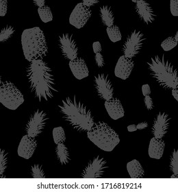vector pineapple pattern on black jet background