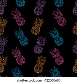 vector pineapple pattern on black background