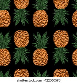 vector pineapple pattern on dark  background