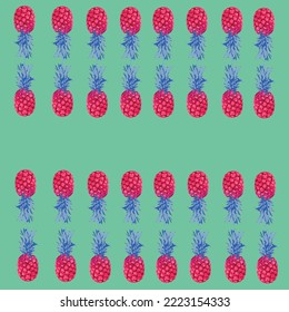 Vector pineapple pattern on light green background.Suitable for clothing and textile prints.