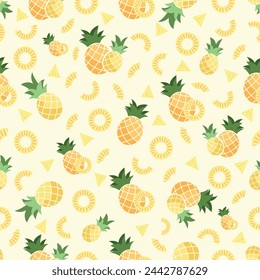 Vector pineapple seamless pattern on white background for textile fabric or wallpaper backgrounds 