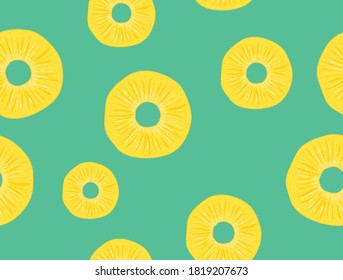 Vector pineapple seamless pattern slice illustration. Fruit pineapple tropical background