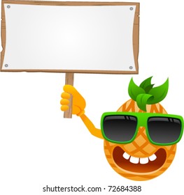 vector pineapple with signboard-pineapple character series