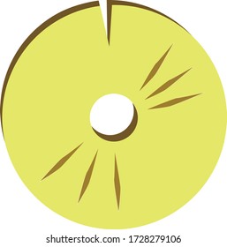 Vector pineapple slice in brown and yellow