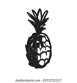 Vector pineapple symbol. Ananas icon in trendy hand drawn doodle style. Black illustration for Pineapples label, organic badge, juice packaging design or website. Calligraphic pineapple symbol.