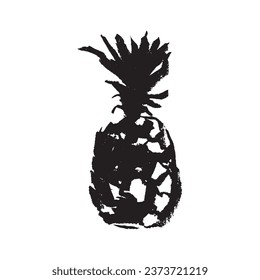 Vector pineapple symbol. Ananas icon in trendy hand drawn doodle style. Black illustration for Pineapples label, organic badge, juice packaging design or website. Calligraphic pineapple symbol.