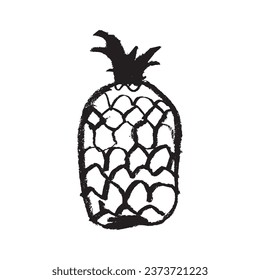 Vector pineapple symbol. Ananas icon in trendy hand drawn doodle style. Black illustration for Pineapples label, organic badge, juice packaging design or website. Calligraphic pineapple symbol.