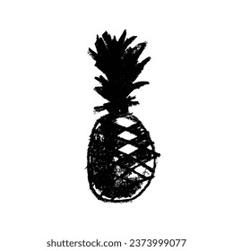 Vector pineapple symbol. Ananas icon in trendy hand drawn doodle style. Black illustration for Pineapples label, organic badge, juice packaging design or website.