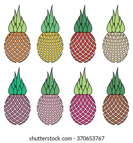 Vector Pineapples, can be used for wallpaper, cover fills, web page background, surface textures. Vector linen texture.