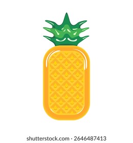Vector of a pineapple-shaped swimming float with fun tropical pattern and glossy surface. Ideal for summer holiday themes, beach party invitations, poolside graphics, and exotic vacation designs