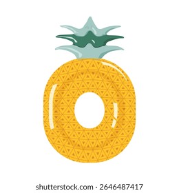 Vector of a pineapple-shaped swimming float with fun tropical pattern and glossy surface. Ideal for summer holiday themes, beach party invitations, poolside graphics, and exotic vacation designs