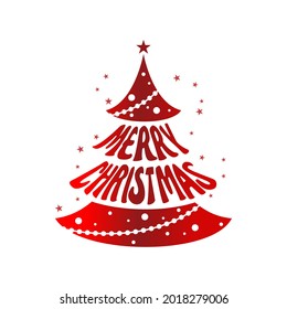 Vector of Pines Christmas Tree, Merry Christmas Typographic Poster. EPS 10 Vector.
