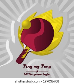 Vector Ping Pong Emblem with Flame Background.